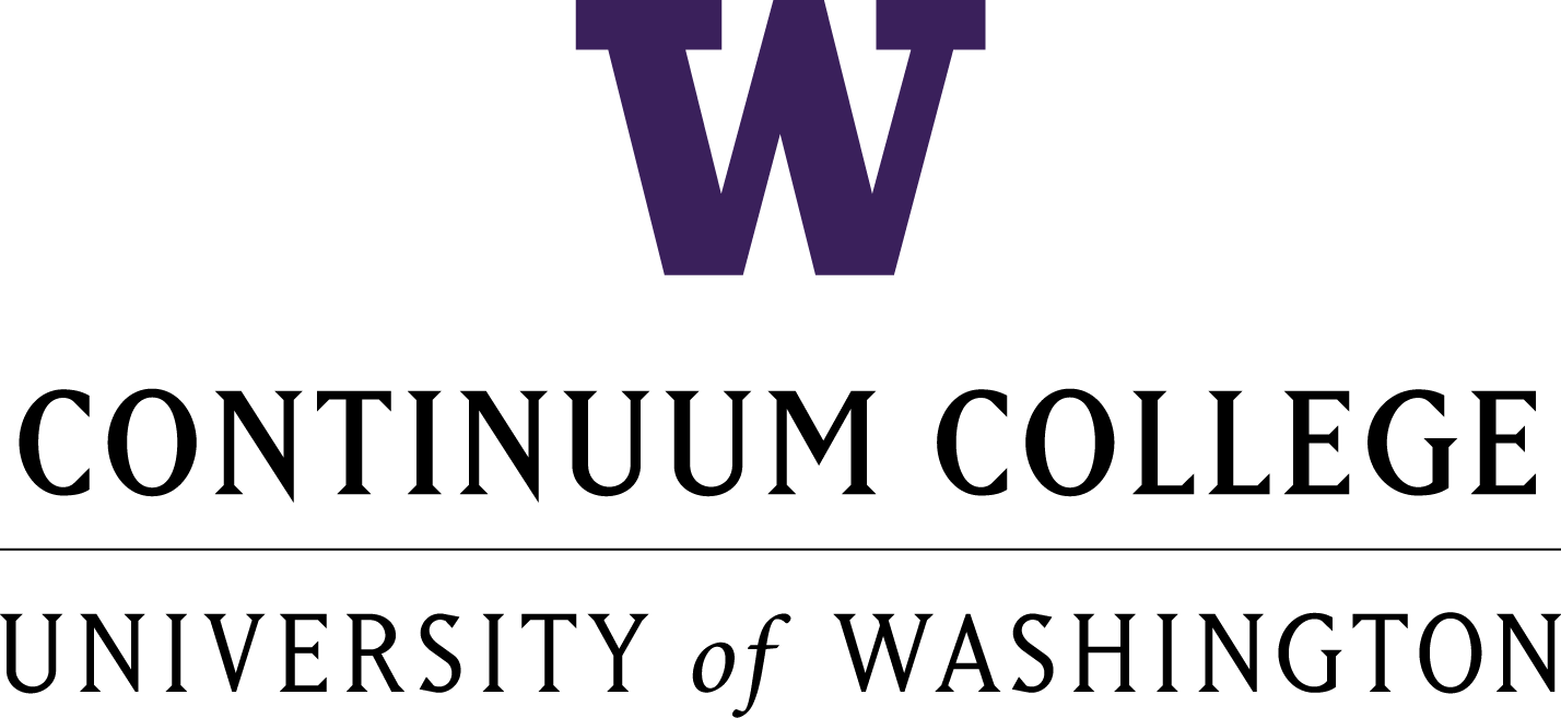 purple W over text for Continuum College and University of Washington
