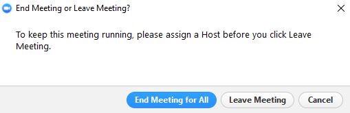 End or Leave Meeting Popup