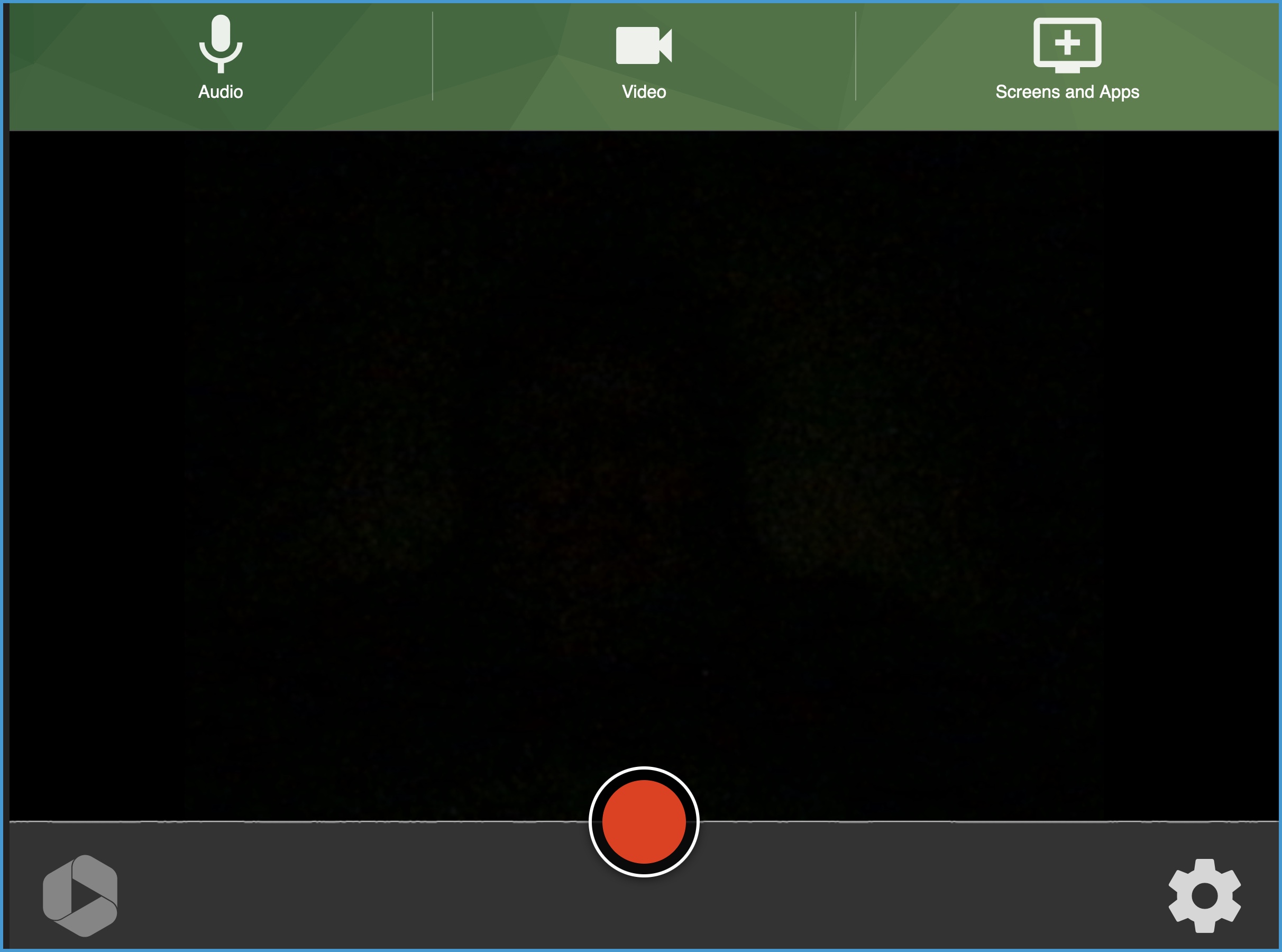 Panopto's browser-based recording screen showing red button